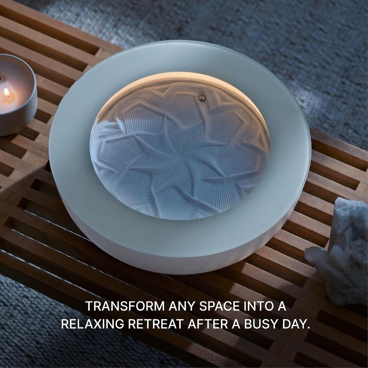 Homedics Drift 11” Sandscape – Version 2.0 with Updated Connected Experience, Smart Wi-Fi Zen Table Décor, LED Ambient Light, Modern Sand Art for Relaxation & Mindfulness, Home & Office Calm Décor