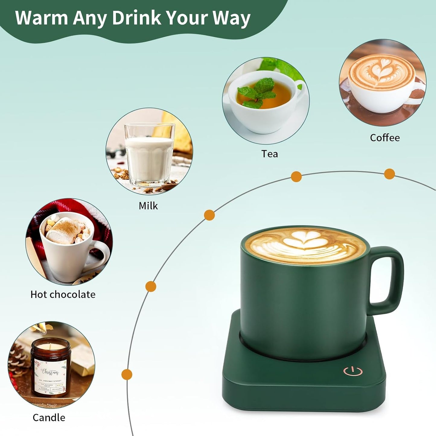 VOBAGA Coffee Mug Warmer for Desk with Auto Shut Off & 3-Temp Settings, Coffee Cup Warmer with Smart Safety Alert Home Office Accessory, Perfect for Coffee, Tea, Milk (Mug for Display)