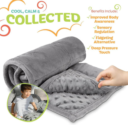 Modern Innovations 7 Pack Kidaddle 5lb Weighted Blanket Blue Plush Minky Lap Pad with Sensory Support for Autism or ADHD Giftable Blanket with Travel Bag