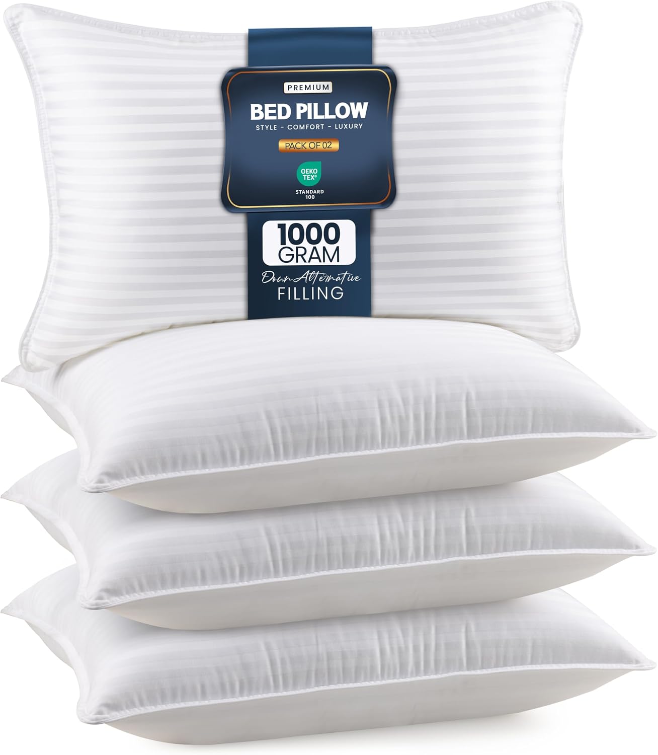 Utopia Bedding Bed Pillows for Sleeping Queen Size (White), Set of 2, Down Alternative Pillow for Sleeping, Cooling Hotel Quality Pillow Set for Back, Stomach or Side Sleepers
