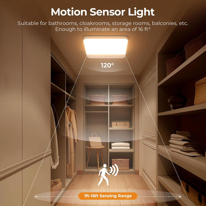 FULEN Motion Sensor Ceiling Light No Wiring, Rechargeable Closet Light