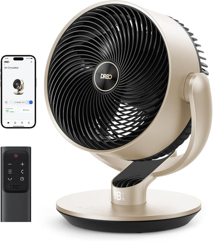 Dreo 16 Inch 25dB Quiet Smart Fans for Bedroom, DC Room Fan with Remote, 120°+120° Oscillating Fan, 6 Modes, 9 Speeds, 12H Timer,Works Alexa/Google/WiFi/Voice Control, Silver, Oversize (DR-HAF004S)