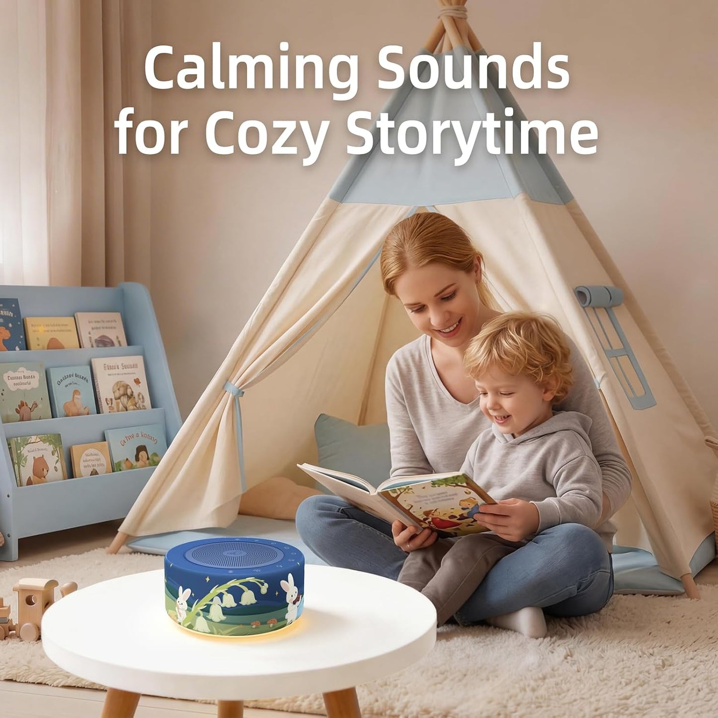 Kipcush White Noise Machine for Baby & Adults, 30 Soothing Sounds, Soft Non-Glare Nursery Lamp, 8 Color Night Lights, Memory Function (Angel V1 White, Standard)