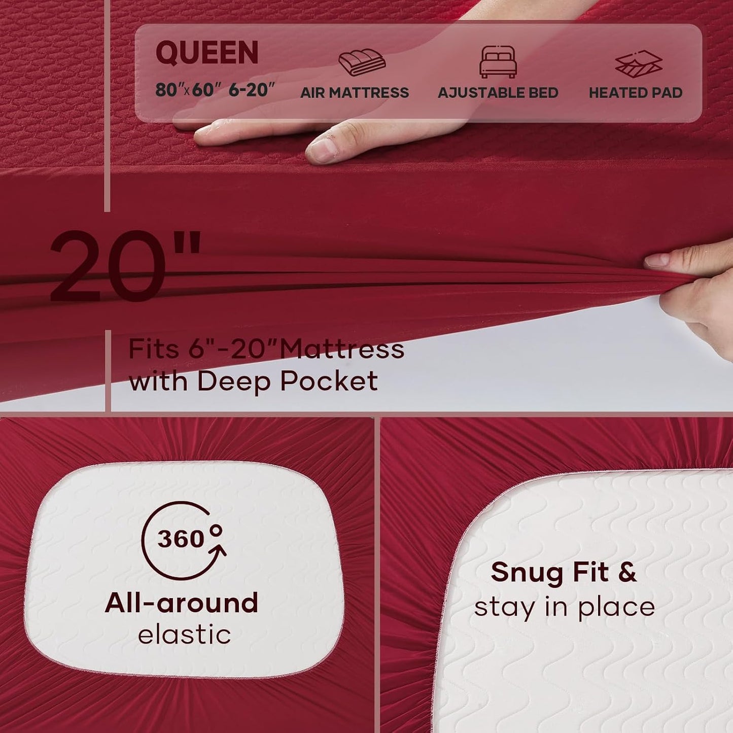 OhGeni 100% Waterproof Mattress Protector,Queen Size Premium Bamboo Mattress Pad,Pet Hair & Bedwetting Resistant,Cooling Breathable Fitted Sheets,Washable Bed Cover,Non-Slip Deep Pocket for Bedroom
