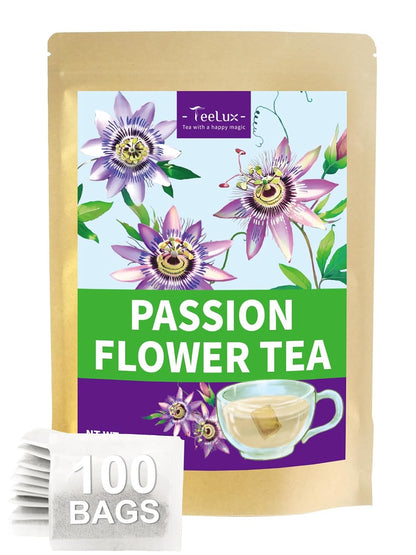 TeeLux Passionflower Tea Bags, Smooth & Mellow, Caffeine Free, 100 ct