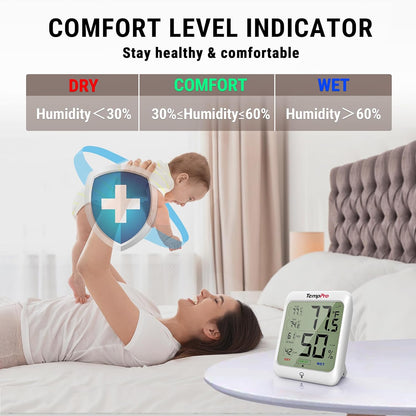 TempPro TP53 Digital Hygrometer Indoor Thermometer for Home, Temperature Humidity Sensor with Comfort Indicator & Max Min Records, Backlit Display Room Thermometer Humidity Meter(Previously ThermoPro)