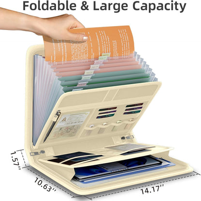 Fireproof Accordion File Organizer, Expanding File Folder with 13 Pockets