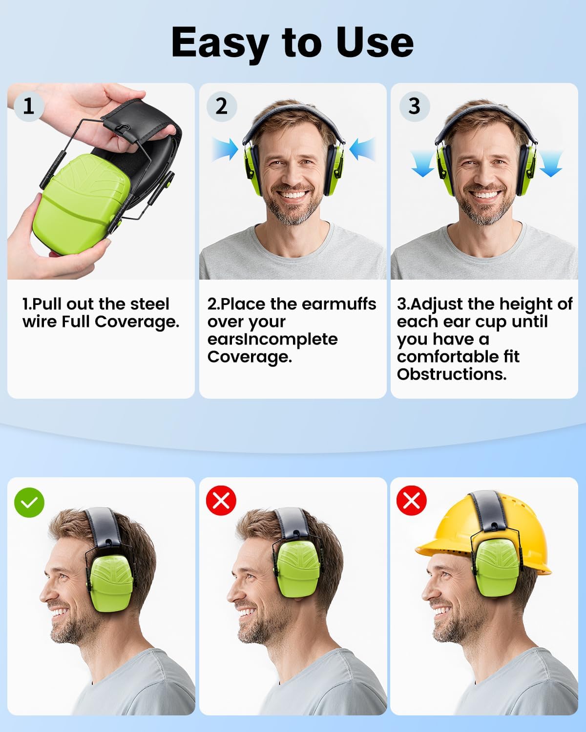 Link Dream 2Pack Ear Protection, NRR 35dB Hearing Protection Noise Canceling Ear Muffs Adjustable Headband for Shooting