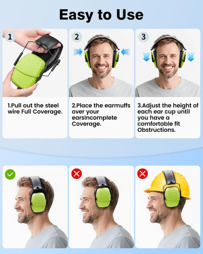 Link Dream 2Pack Ear Protection, NRR 35dB Hearing Protection Noise Canceling Ear Muffs Adjustable Headband for Shooting