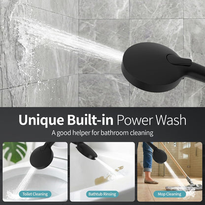 SR SUN RISE NSF Certified Filtered Shower Head with Handheld for Hard Water to Remove Chlorine High Pressure 9-Spray Setting (with Power Wash) Anti-Clog Nozzles (1 Filter, Chrome Silver)