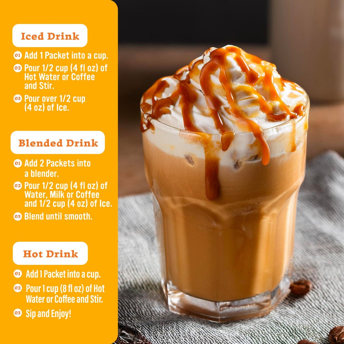 The Frozen Bean Vanilla Bean Frappe & Latte Instant Mix (10 Sticks), Made with Arabica Coffee, Double Shot Caffeine, Low Sugar & Premium Ingredients, Hot, Iced, or Blended Drinks