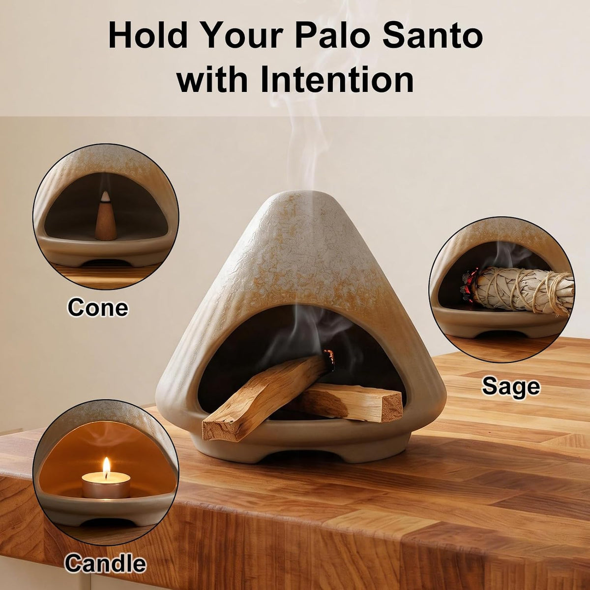CEREMONY Palo Santo Holder -Mini Ceramic Incense Holder for Palo Santo Sticks