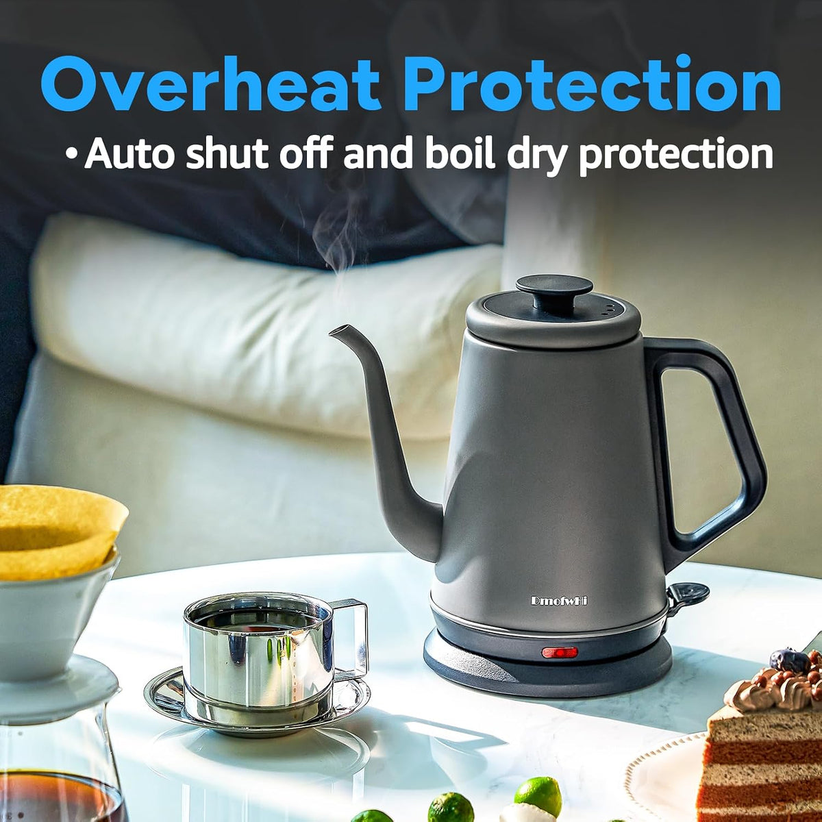 DmofwHi Gooseneck Electric Kettle(1.0L), 100% Stainless Steel BPA Free Classic Pour Over Coffee Kettle | Tea Kettle - Green