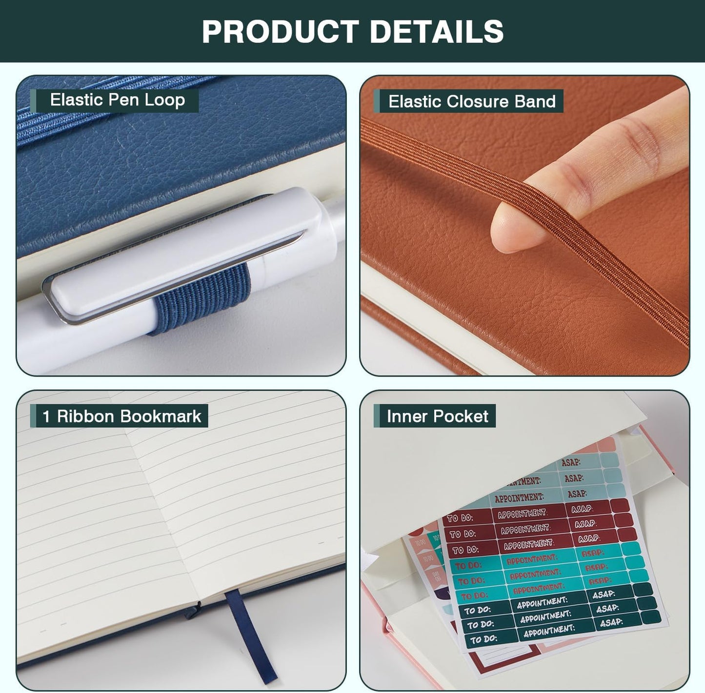 NIRMIRO (3 Pack) Pocket Notebook Small Journal with Pen, 3.7" x 5.7", A6 Mini Notebook for Women Men Work Writing, Hardcover Small Pocket Notepad with 100Gsm Premium Thick Lined Paper, Black Leather