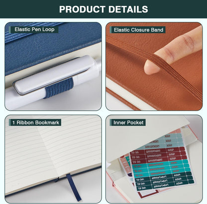 NIRMIRO (3 Pack) Pocket Notebook Small Journal with Pen, 3.7" x 5.7", A6 Mini Notebook for Women Men Work Writing, Hardcover Small Pocket Notepad with 100Gsm Premium Thick Lined Paper, Black Leather