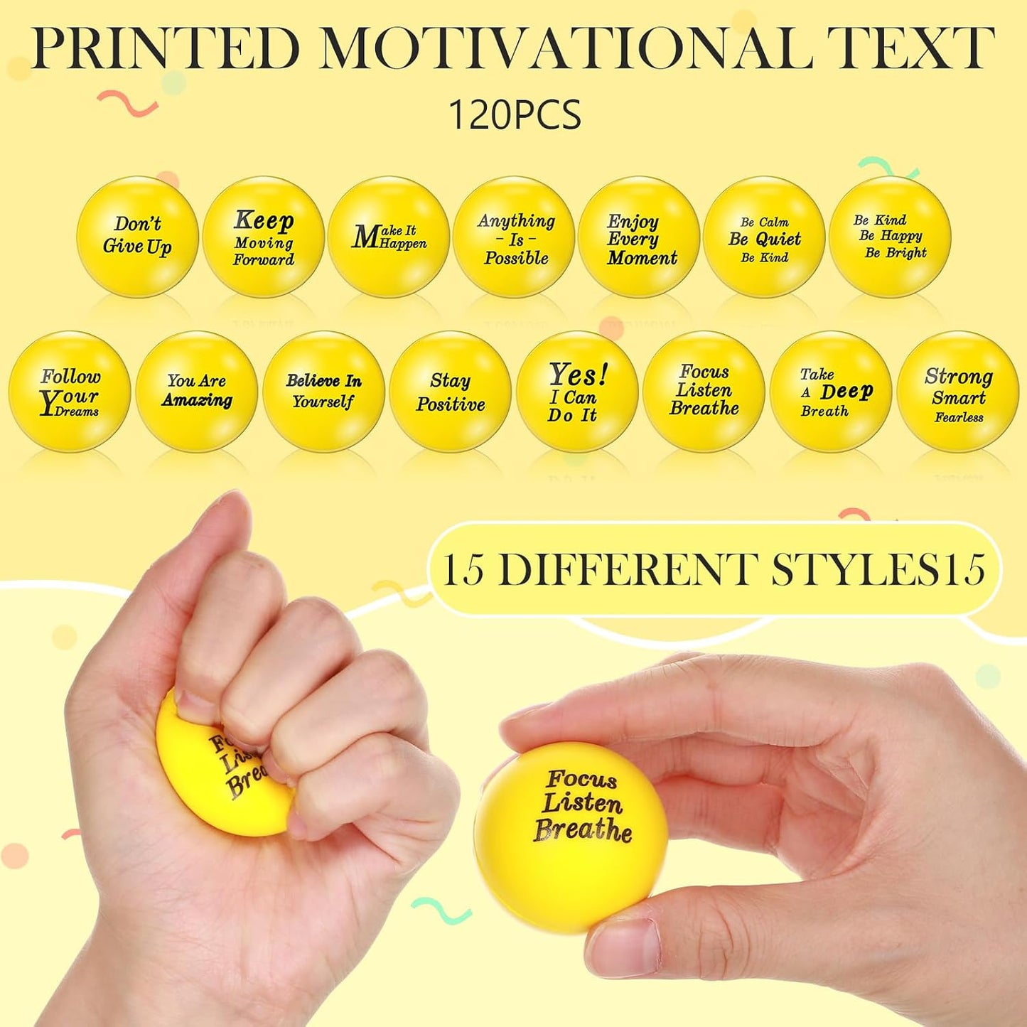 Poen 120 Pcs Motivational Foam Balls with Inspirational Quotes
