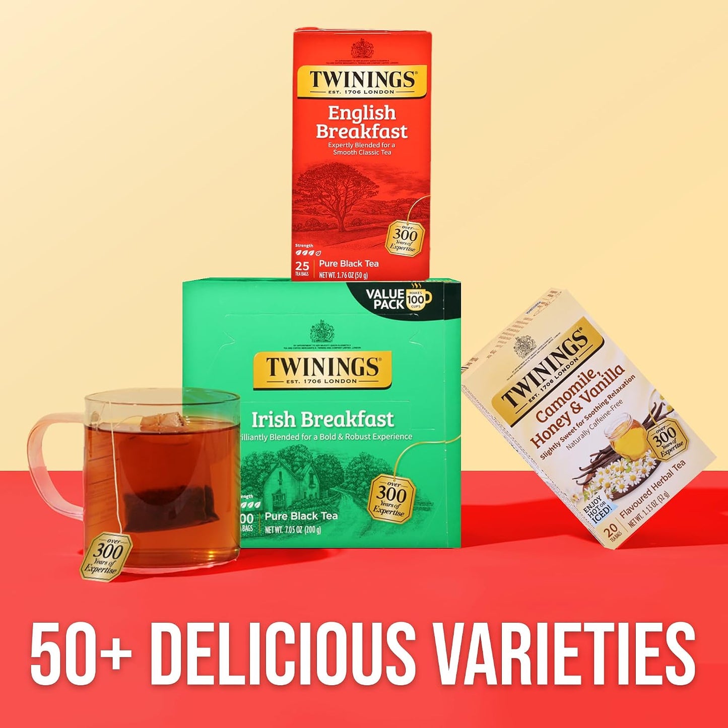Twinings Pure Camomile Herbal Tea Individually Wrapped Bags, 100 Count (Pack of 1), Delicate for Pure Relaxation, Naturally Caffeine-Free, Enjoy Hot or Iced, 100 Teabags
