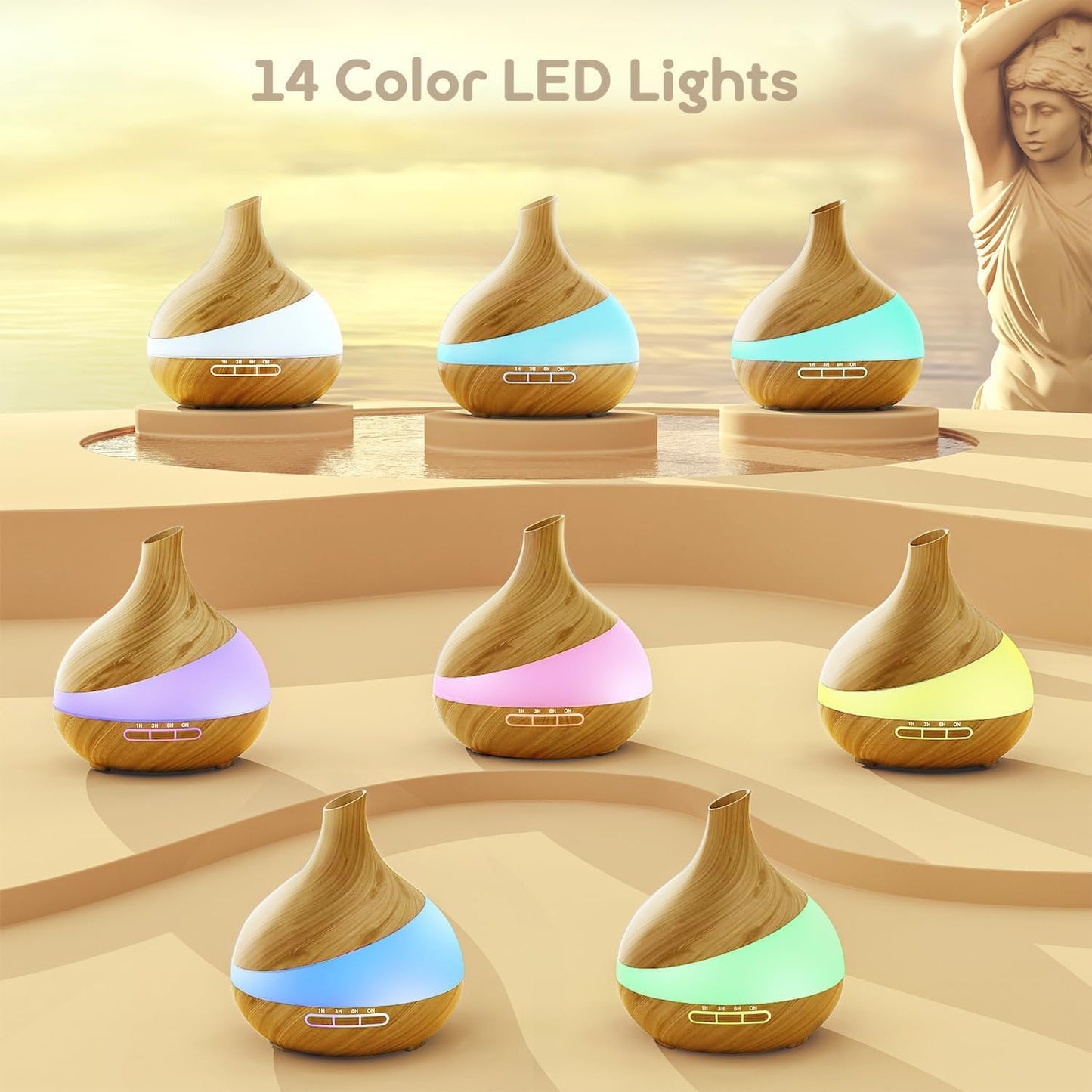 𝟒𝟖%𝐨𝐟𝐟 HJTHJT Essential Oil Diffuser: 500ML Aromatherapy Diffuser with Remote Control for Hotel Spa Yoga Room - Humidifiers for Bedroom with 14 Colors LED Night Light for Kids/Women