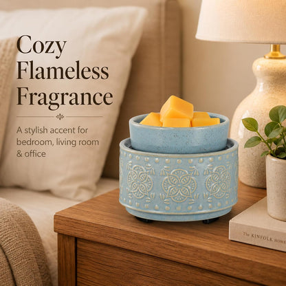 mocosa Ceramic Wax Melt Warmer, 3-in-1 Electric Wax Warmer for Scented Wax Melts, Flameless Candle Wax Burner for Home Fragrance, Bedroom Bathroom Office Decor, Gifts for Women Mom(Beige-Granular)