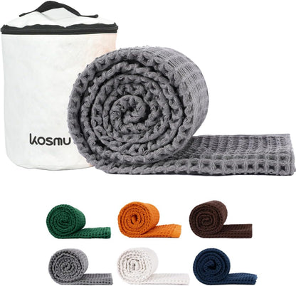 Luxury Organic Japanese Cotton Hair Drying Waffle Towel Wrap for Women | Absorbent, Quick-Dry Head Turban for Shower, Sauna, Spa | Extra Large for Long, Curly, Straight Hair With Button (White, 1 Pc)