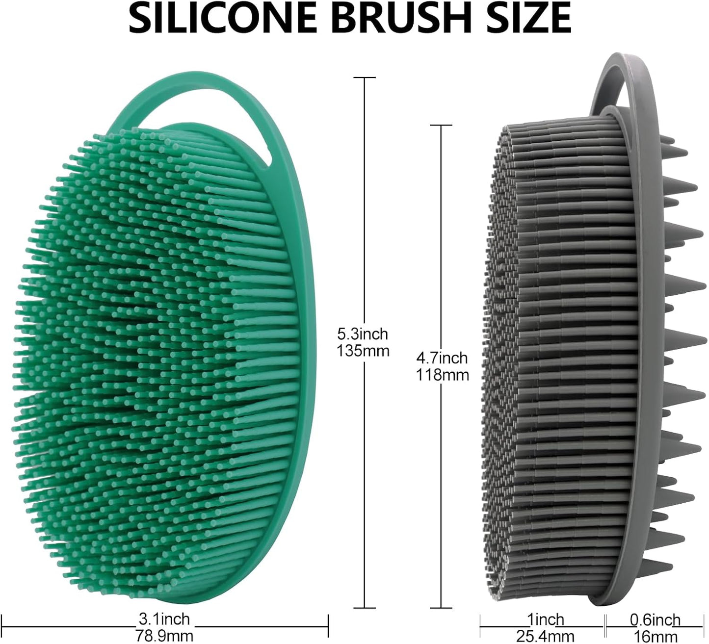 2 Pack Silicone Body Scrubber, Loofah Double-Sided Body Brush,Shower Scrubber and Scalp Massager Shampoo Brush for Sensitive Kids Women Men All Kinds of Skin (Black & Pink)