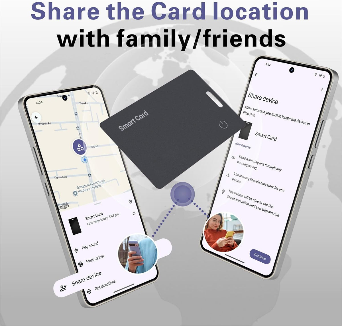 Reyke Android Wallet Tracker Card, Works with Google Find Hub, Rechargeable
