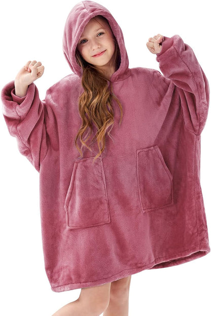 Aemicion Strawberry Blanket Hoodie,Oversized Sherpa Wearable Hooded Blanket,Warm Cozy Sweatshirt Gifts for Women Girls Adult