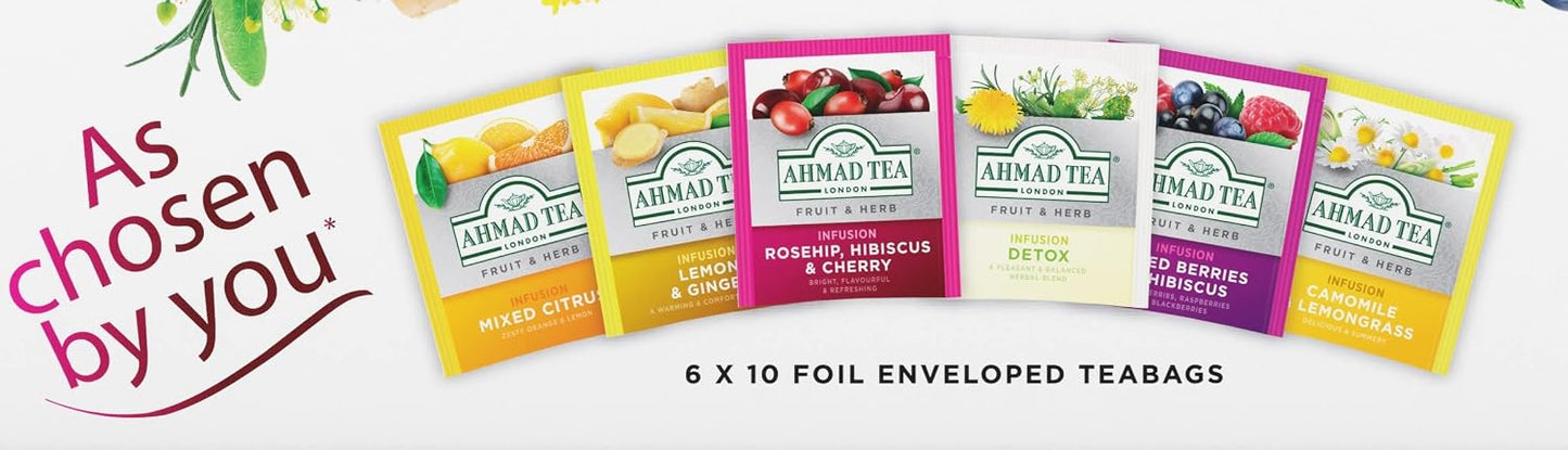 Ahmad Tea Variety Gift Box, 60 Foil Enveloped Teabags, Twelve Teas, 1 Count