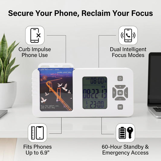 Diydeg Phone Lock Box with Timer for Phones up to 6.9in