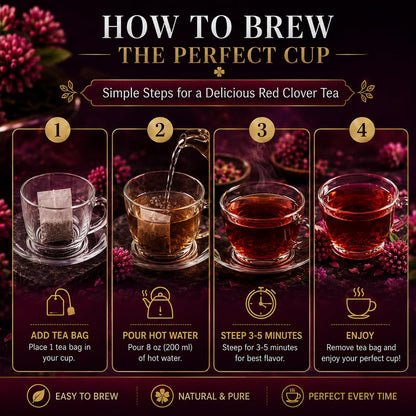 WOTIHA Premium Red Clover Tea Bags, 50 Count – 100% Natural Red Clover Herb, Rich in Antioxidants, Additive-Free, Caffeine-Free, Sugar-Free