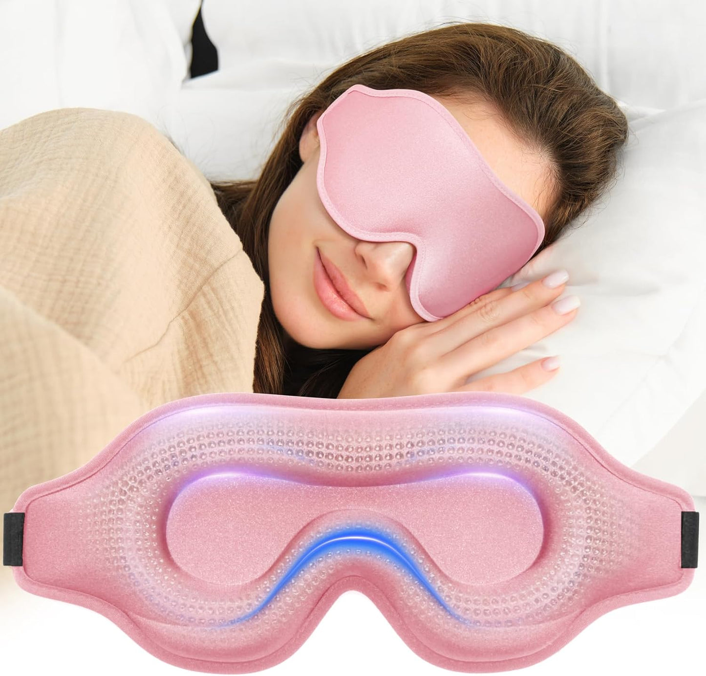 Sleep Eye Mask for Men Women, Lash Extensions 3D Sleeping Mask, Travel Blackout Night Blindfold Eye Shade Cover with Adjustable Strap (Black)