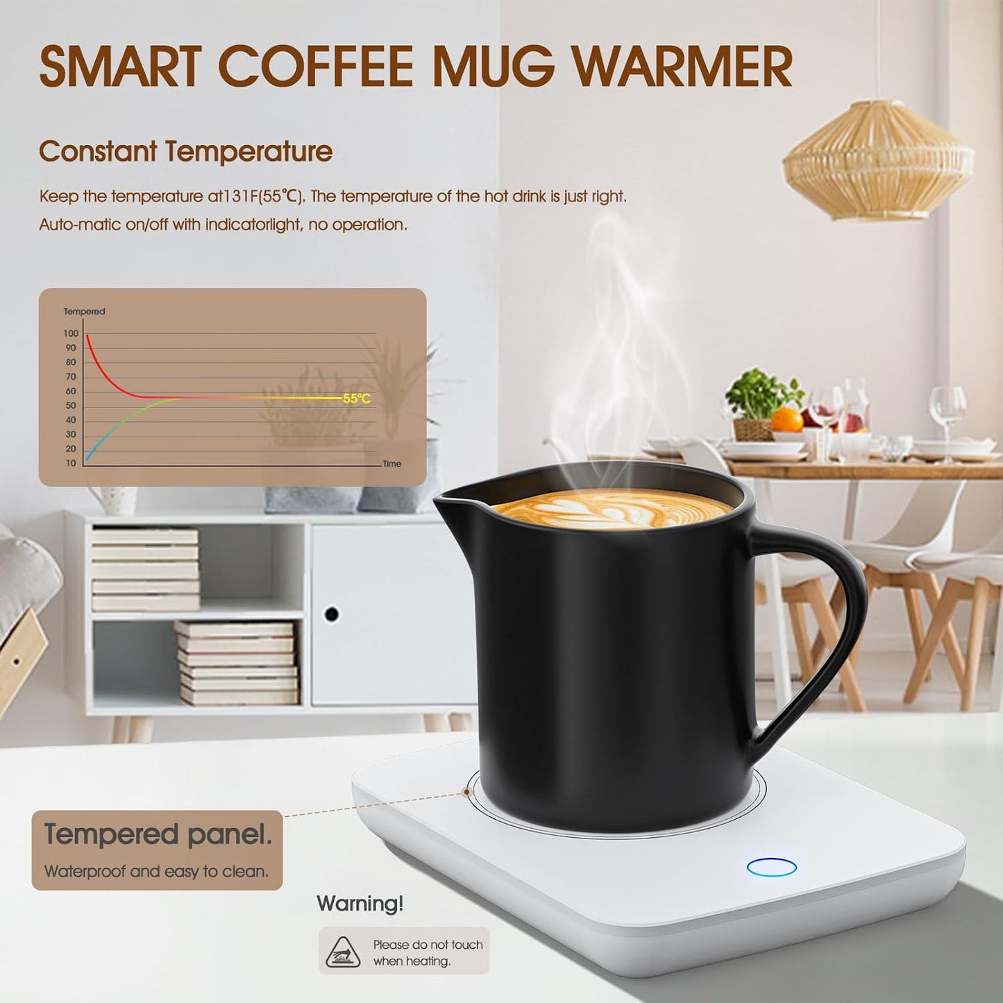 Misby Mug Warmer, Coffee Cup Warmer with Auto Shut Off, Gravity-Induction Coffee Warmer for Desk Use, Coffee Mug Warmer for Coffee Lovers Gift Keep Beverages Coffee Warmer (Black)