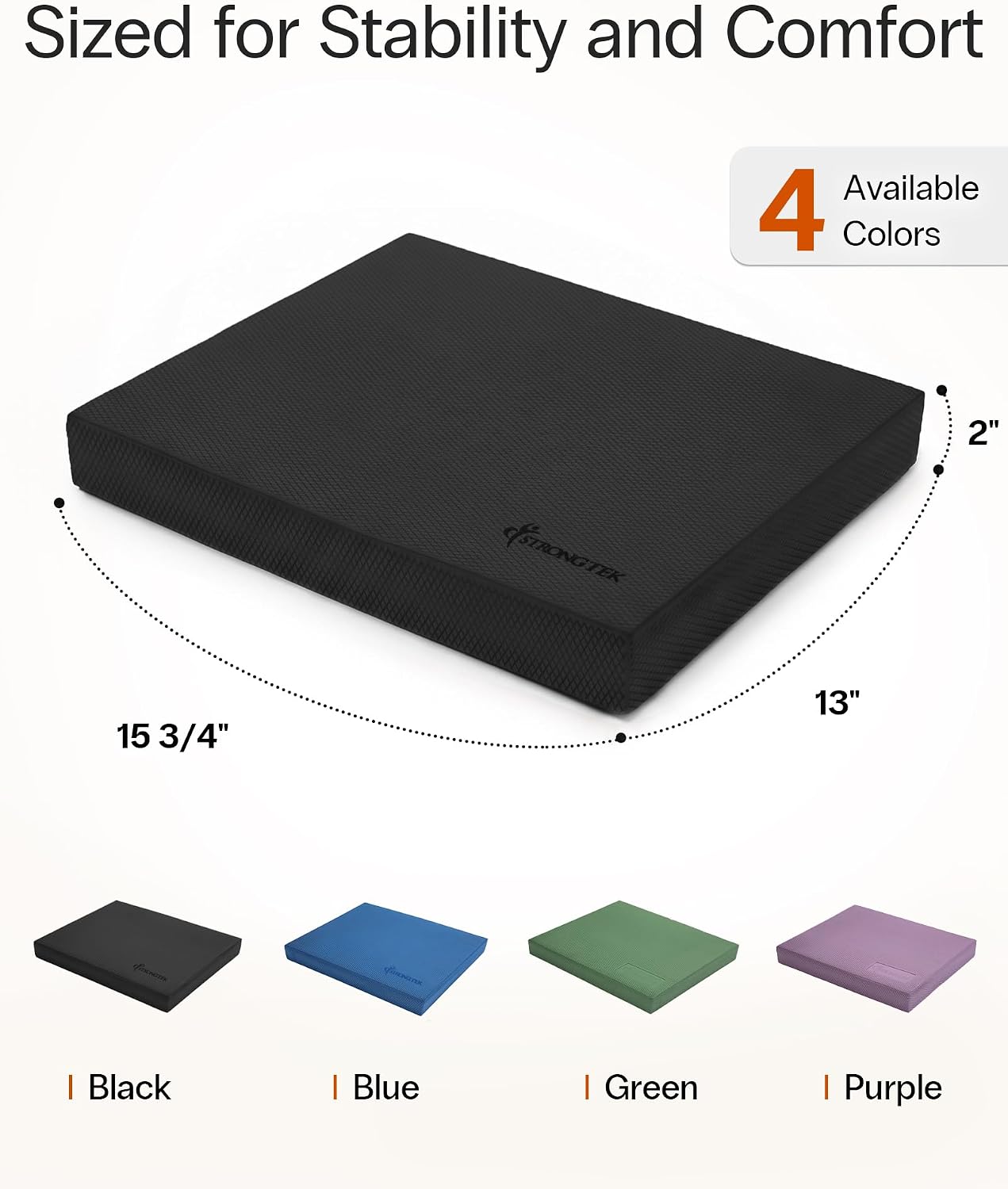 StrongTek Professional Foam Exercise Balance Pad - 15.8" x 13" x 2", High-Density TPE Foam Knee Pad, Non-Slip & Water-Resistant, for Balance Training, Physical Therapy, Yoga, and More