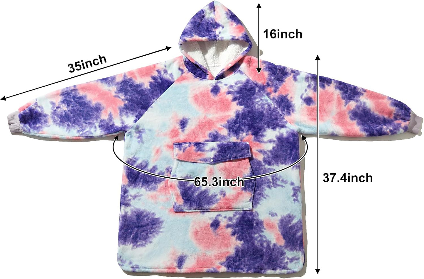 Krifey Wearable Blanket Hoodie, Oversized Sherpa Hooded Blanket for Adults | Soft sherpa fleece with sleeves and pocket; oversized fit for lounging, WFH, camping, Christmas and white elephant gifts.