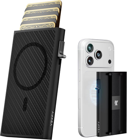 Magnetic Wallet for MagSafe, Pop-Up, RFID, Carbon Fiber-Style Texture
