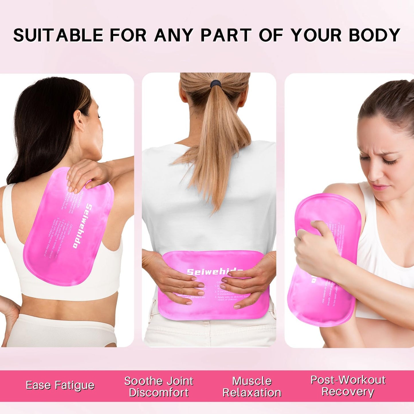 Ice Packs for Injuries Reusable Gel 2 Hot Cold Compress Therapy Pack with Adjustable Strap Soft Ice Wraps for Ankle Knee Leg Neck Shoulder Wrist Feet Back Pain Relief (Purple, Medium 10 x 5.5 Inch)