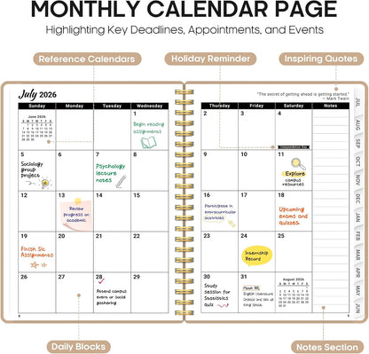 Planner 2026-2027, 8.5" x 11" Weekly and Monthly Academic Year Planner Calendar, July 2026 - June 2027, Hardcover Large School Planning Agenda With Tabs, Perfect for School & Office Supplies, A4, Green