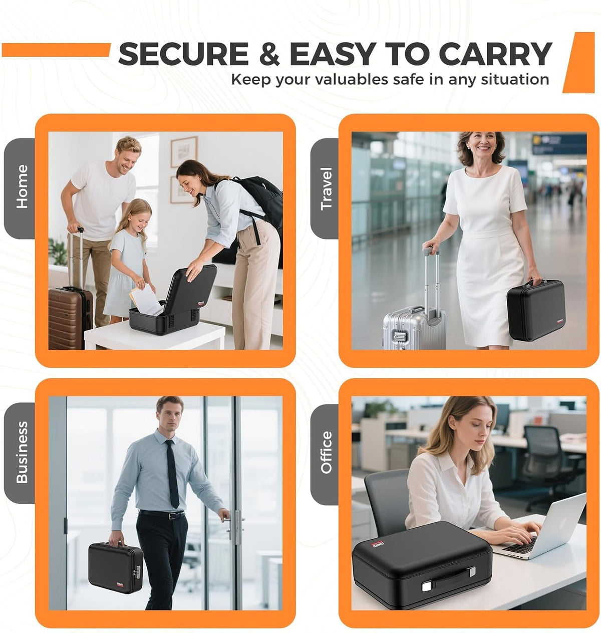 Fireproof Document Box, Waterproof Safe Box with Combination Lock