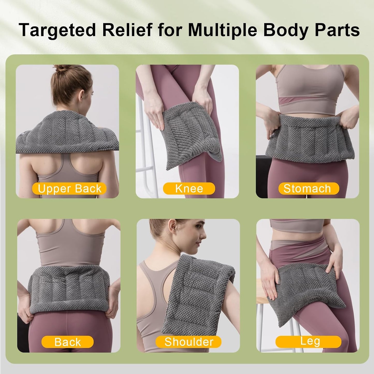 Weighted Microwave Heating Pad (1.8 LBS), 16x7 Inch Microwavable HotPack for Muscle Pain Relief Soothes Aches in Shoulders, Lower Back & Abdomen, Moist Heat Therapy Reusable