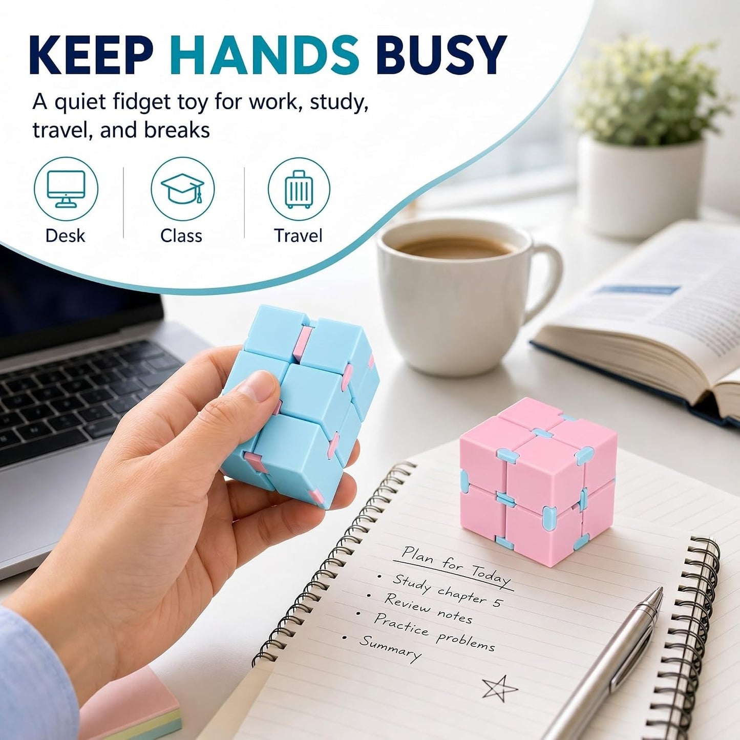 Skylety 6 Pieces Cube Toy, Stress and Anxiety Relief Cube, Mini Durable Stress Relieving Toy for Adults Anxiety Relief