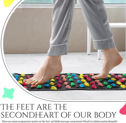 BBTO Foot Massage Mat Reflexology Walk Stone Road for Acupressure Foot Massage Acupoint Mat for Long Sitting Elderly Students and Office Workers(55.12 x 13.78 Inches)