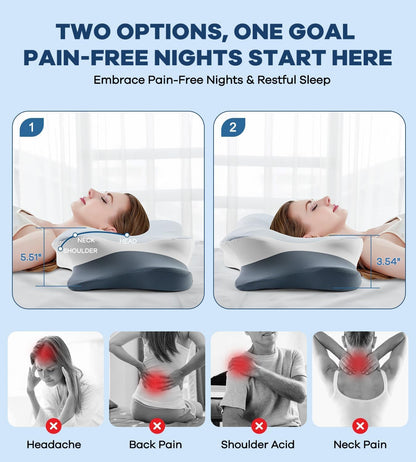 DONAMA Cervical Pillow for Neck and Shoulder,Contour Memory Foam Pillow,Ergonomic Neck Support Pillow for Side Back Stomach Sleepers with Pillowcase