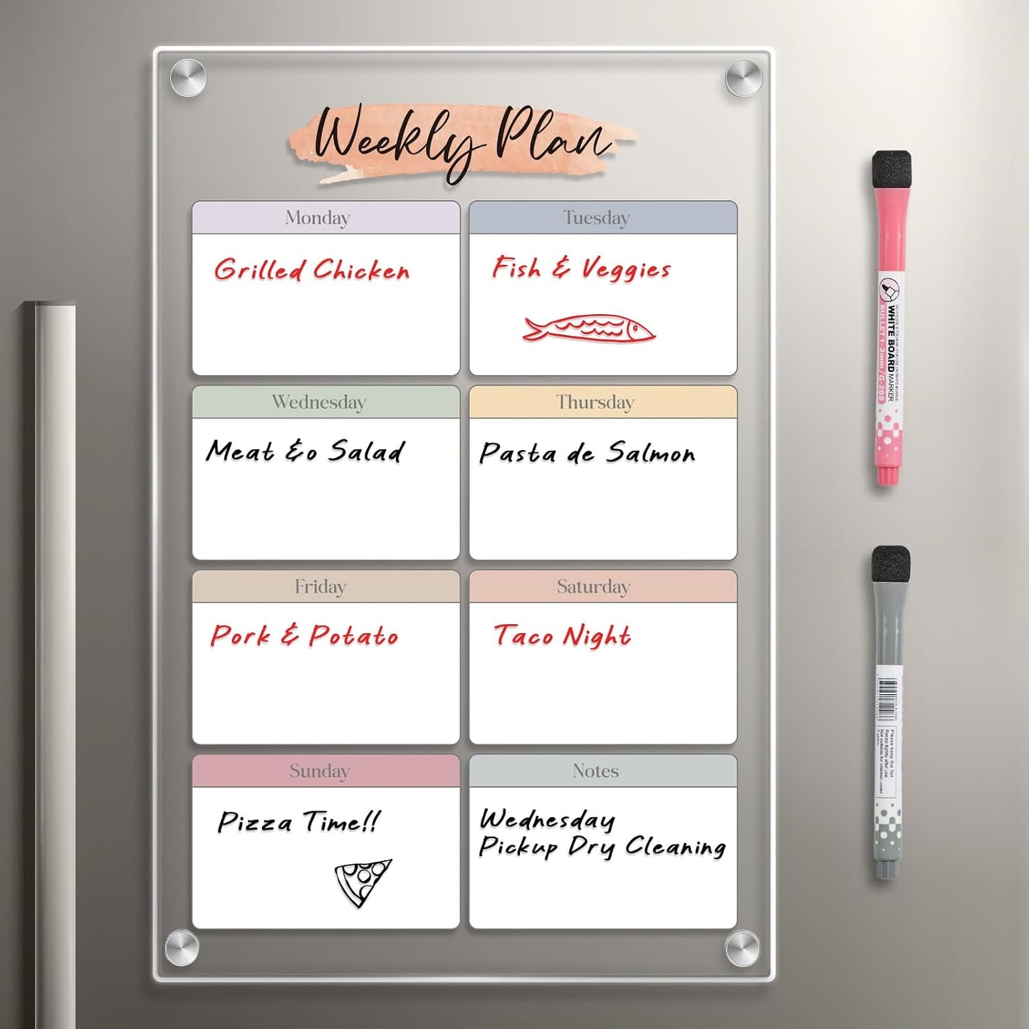 Acrylic Magnetic Kids Chore Board & Star Reward Jar - Dry Erase Fridge Calendar with Erasable Markers, Wooden Stars & DIY Stickers for Visual Schedule, Behavior Tracking & Potty Training Toddlers