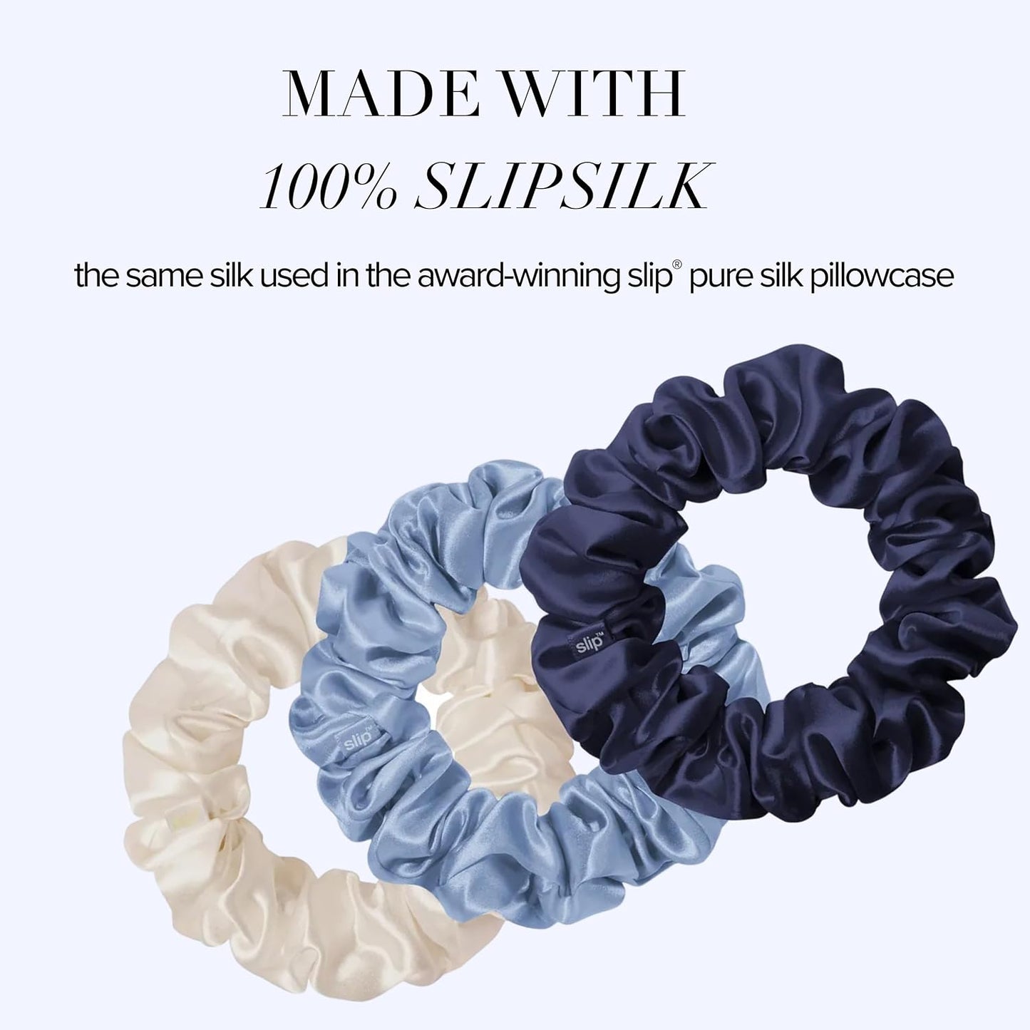 slip Large Scrunchie Multi | Set of 3 Pure Silk Large Scrunchies | Includes 1 Pink, 1 Caramel, 1 Black | 100% Mulberry Silk, Anti-Crease, Gentle on Hair, Reduces Breakage | Stylish & Durable