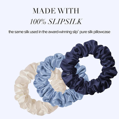 slip Large Scrunchie Multi | Set of 3 Pure Silk Large Scrunchies | Includes 1 Pink, 1 Caramel, 1 Black | 100% Mulberry Silk, Anti-Crease, Gentle on Hair, Reduces Breakage | Stylish & Durable