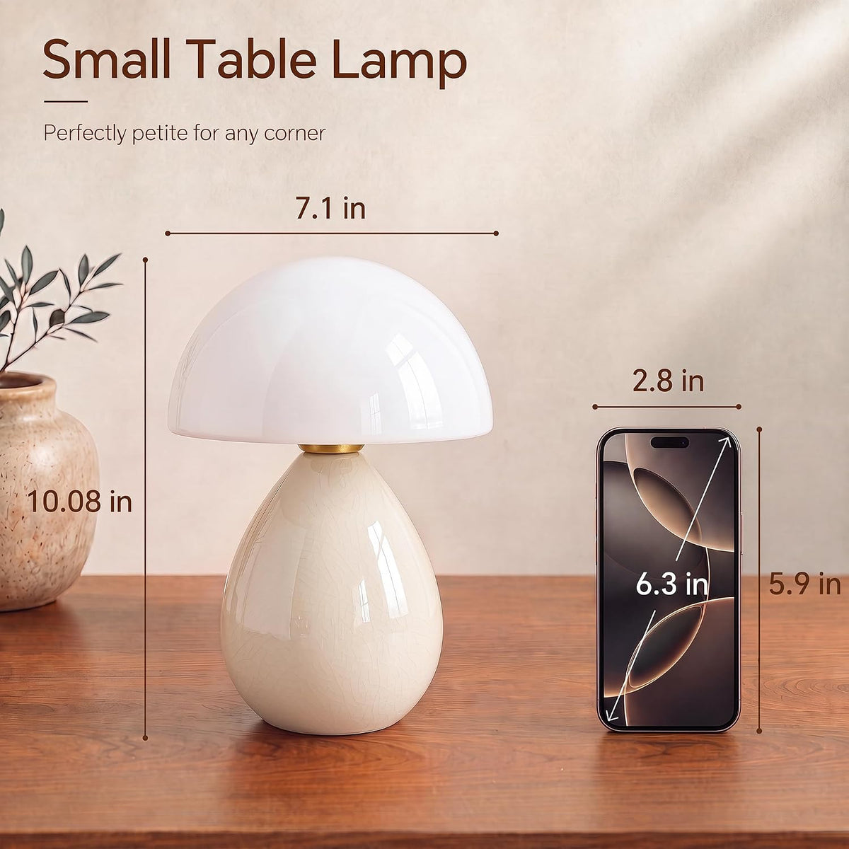Dawnwake Mushroom Lamp Table Lamp for Bedroom-Small Desk Table Lamps,White