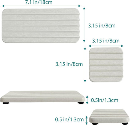 NiuYichee Set of 4 Water Absorbent Diatomite Coasters, Diatomaceous Earth Kitchen Soap Dish, Bathroom Trays, Water Absorbing Stone Used for Hand Soaps & Plants & Toiletries in The Modern Home