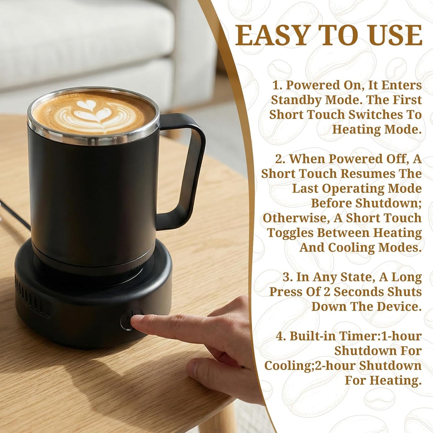 Temperature Control Coffee Mug, 16.9oz Smart Coffee Cup Warmer Heated Mug, 2-in-1 Cooling Cup (Cooling&Heating) Hot up to 131°F, Auto Shut Off for Home Office Birthday