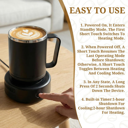 Temperature Control Coffee Mug, 16.9oz Smart Coffee Cup Warmer Heated Mug, 2-in-1 Cooling Cup (Cooling&Heating) Hot up to 131°F, Auto Shut Off for Home Office Birthday