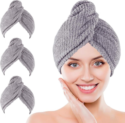 Microfiber Hair Towel for Women: Ideal Christmas Stocking Stuffer for Women, Teen Girls, and Children 3 Pack Drying Wrap Towels Designed for Curly Hair, Anti-Frizz Hair Care Accessory